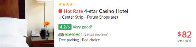 identifying hotwire 4-star hotel on strip