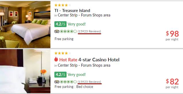 Finding exact match hotel on hotwire