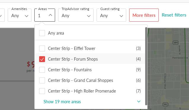 Select the hotwire area from the dropdown filter