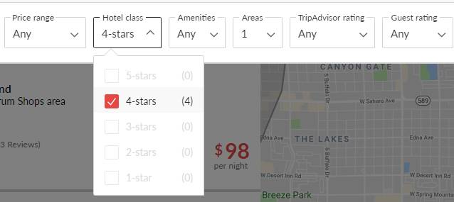 Select the star rating for your hotwire hotel