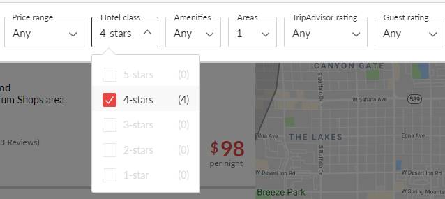 Selecciona la clasificación de estrellas de tu hotel de hotwire